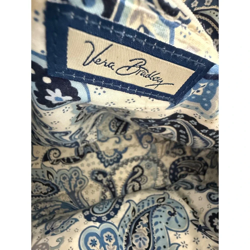 Vera Bradley Quilted Denim Tote Bag Purse Blue Paisley Lining With Coin Pouch